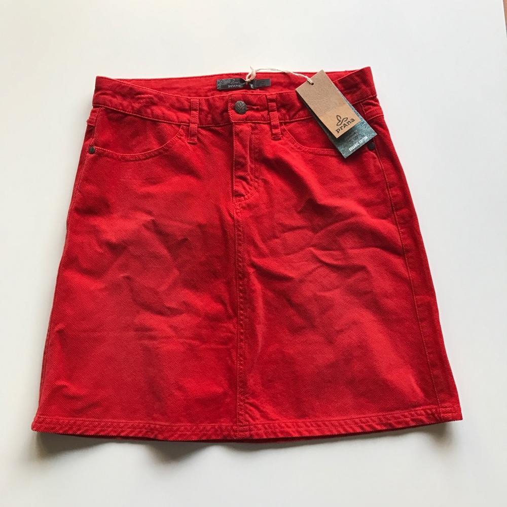 NWT Prana Red Corduroy Skirt A Line Mini Coral